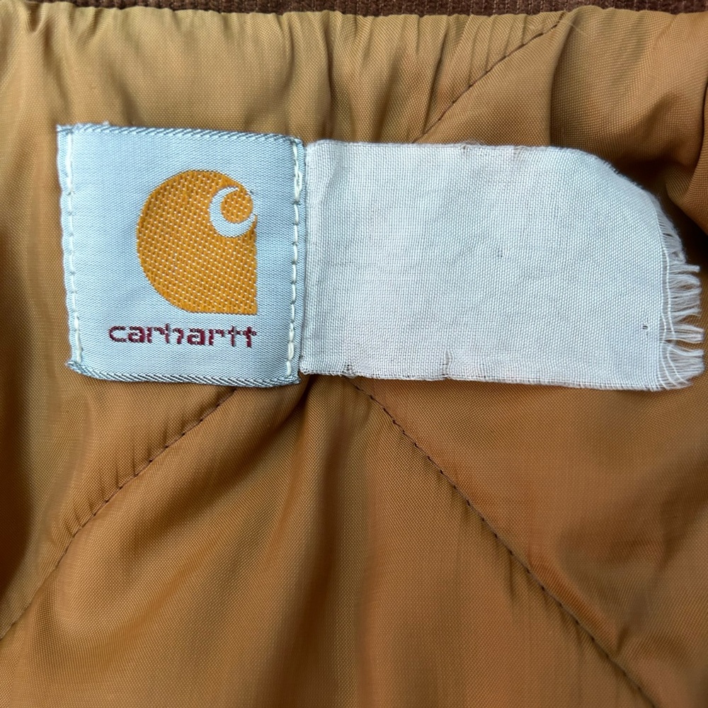 Carhartt Vintage 90s Arctic Quilt Lined Duck Jacket Tan Distressed Men’s Medium - Picture 9 of 10